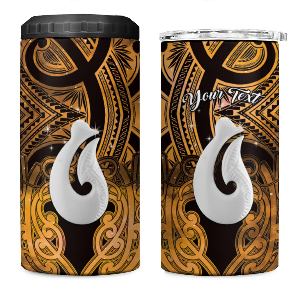 Personalised Maori Matariki Hei Matau Kowhai 4 in 1 Can Cooler Tumbler Maori Kowhaiwhai Pattern Galaxy LT01 One Size: 16 oz Yellow - Polynesian Pride