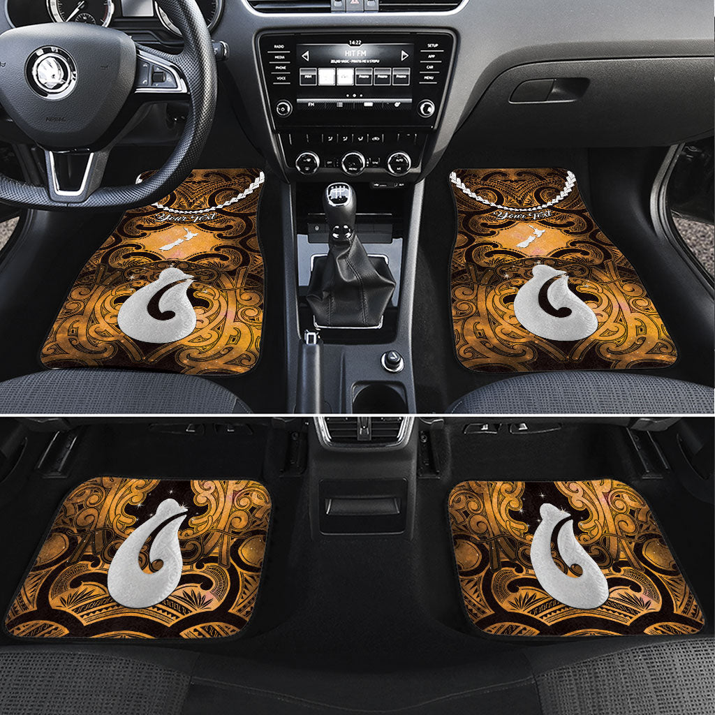 Personalised Maori Matariki Hei Matau Kowhai Car Mats Maori Kowhaiwhai Pattern Galaxy LT01 Set 4pcs Yellow - Polynesian Pride