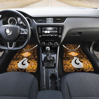Personalised Maori Matariki Hei Matau Kowhai Car Mats Maori Kowhaiwhai Pattern Galaxy LT01 Set 2pcs - Front Yellow - Polynesian Pride