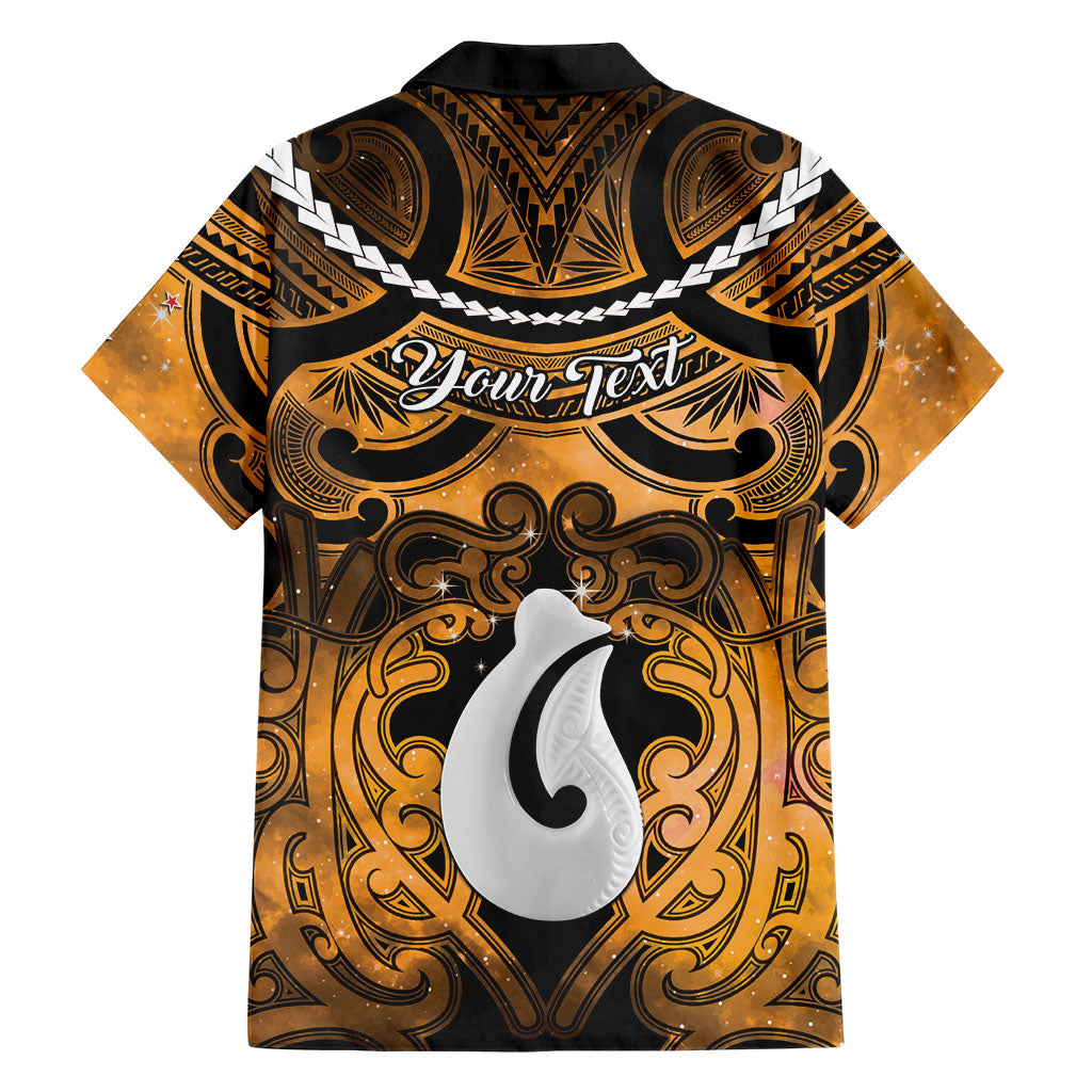 Personalised Maori Matariki Hei Matau Kowhai Family Matching Off Shoulder Short Dress and Hawaiian Shirt Maori Kowhaiwhai Pattern Galaxy LT01 - Polynesian Pride