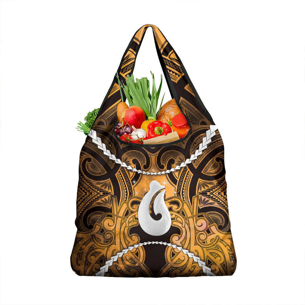 Maori Matariki Hei Matau Kowhai Grocery Bag Maori Kowhaiwhai Pattern Galaxy