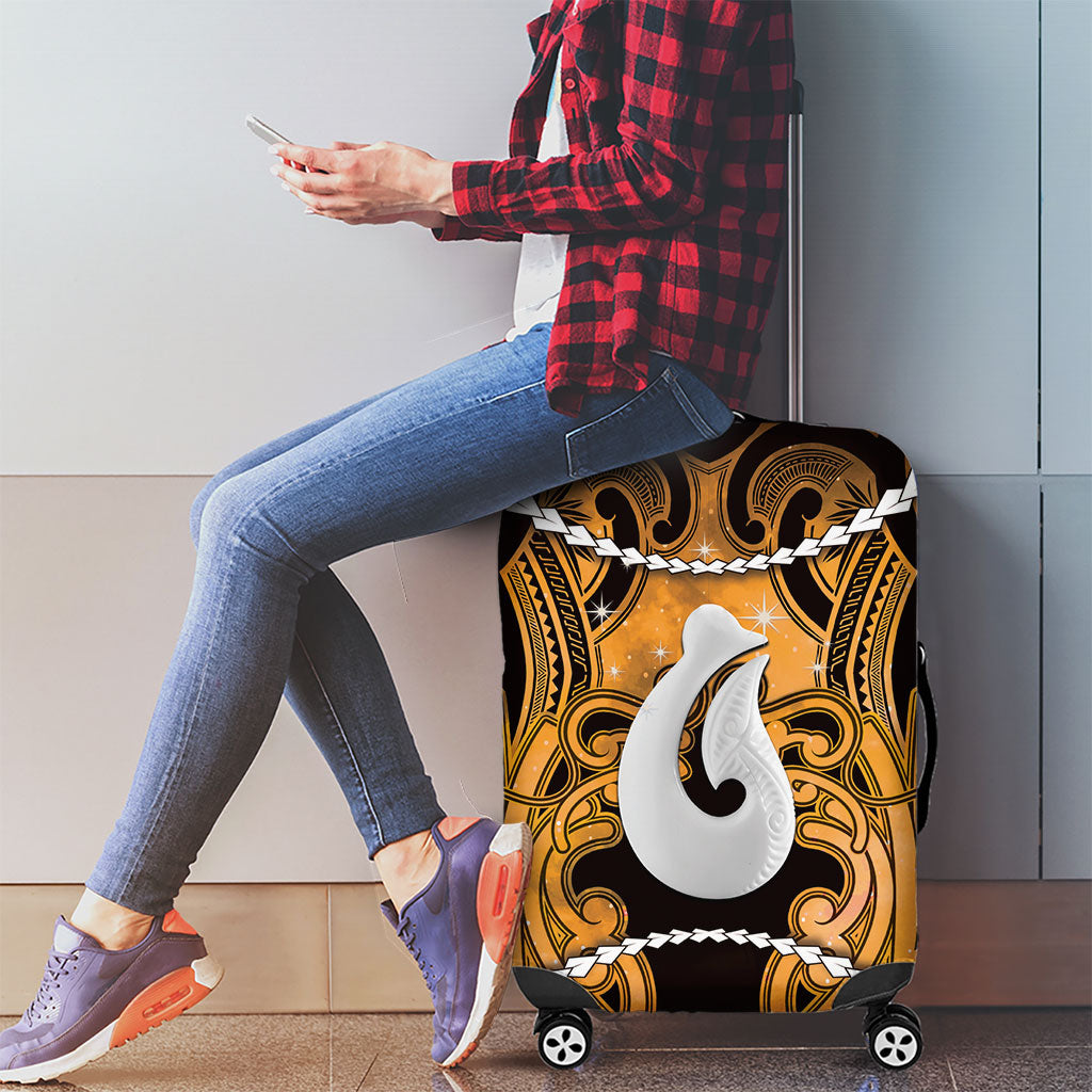 Maori Matariki Hei Matau Kowhai Luggage Cover Maori Kowhaiwhai Pattern Galaxy