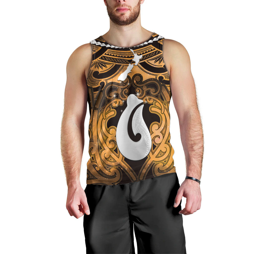 Personalised Maori Matariki Hei Matau Kowhai Men Tank Top Maori Kowhaiwhai Pattern Galaxy