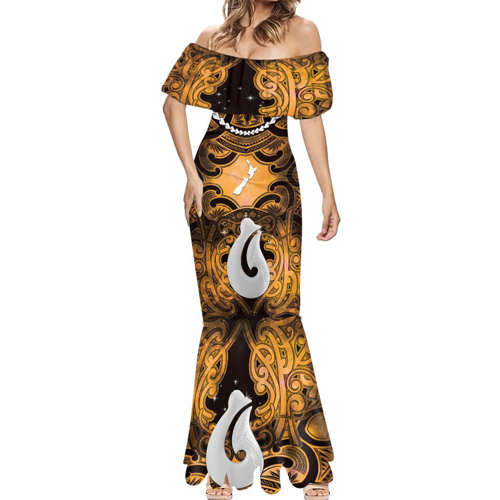 Personalised Maori Matariki Hei Matau Kowhai Mermaid Dress Maori Kowhaiwhai Pattern Galaxy