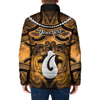 Personalised Maori Matariki Hei Matau Kowhai Padded Jacket Maori Kowhaiwhai Pattern Galaxy