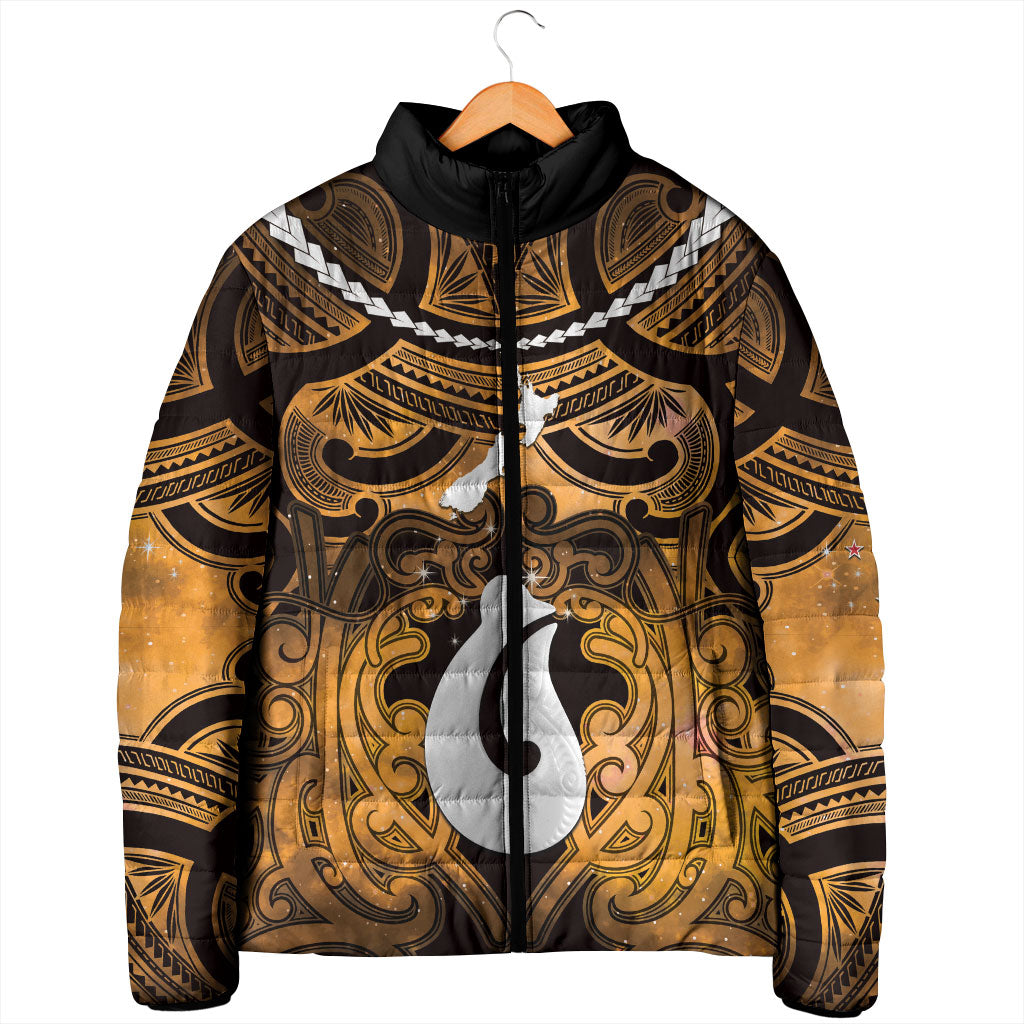 Personalised Maori Matariki Hei Matau Kowhai Padded Jacket Maori Kowhaiwhai Pattern Galaxy