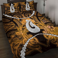 Maori Matariki Hei Matau Kowhai Quilt Bed Set Maori Kowhaiwhai Pattern Galaxy LT01 Yellow - Polynesian Pride
