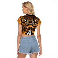 Personalised Maori Matariki Hei Matau Kowhai Raglan Cropped T Shirt Maori Kowhaiwhai Pattern Galaxy