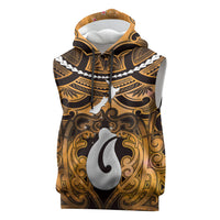 Personalised Maori Matariki Hei Matau Kowhai Sleeveless Hoodie Maori Kowhaiwhai Pattern Galaxy