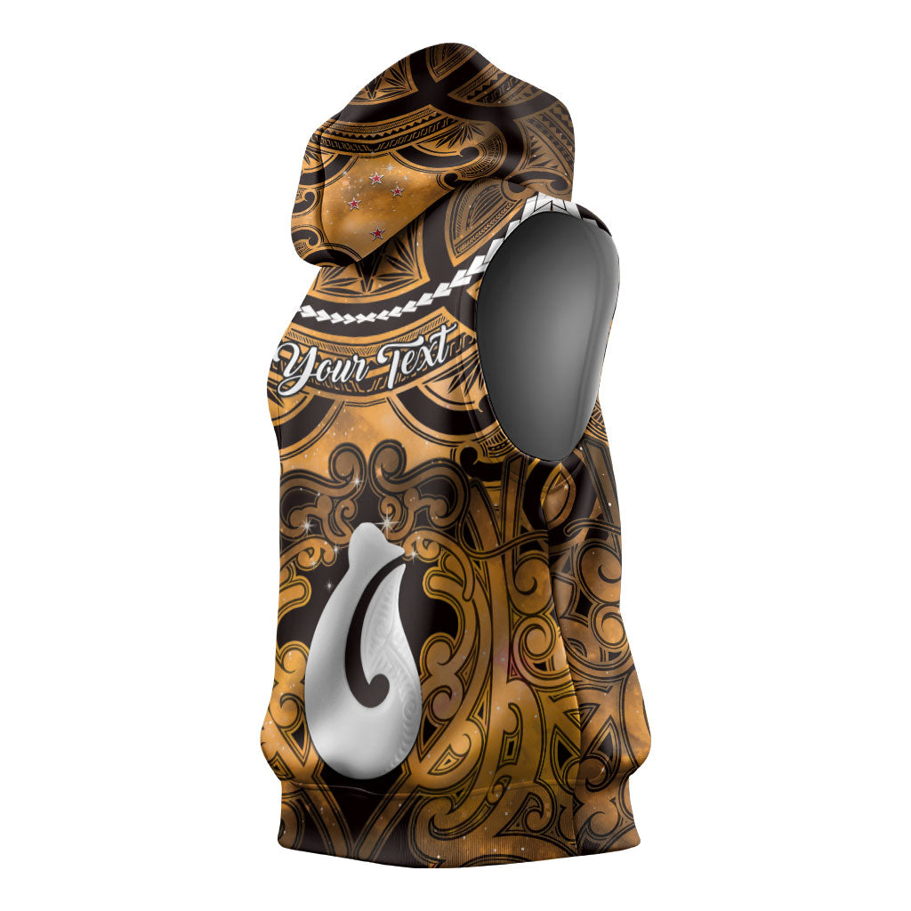 Personalised Maori Matariki Hei Matau Kowhai Sleeveless Hoodie Maori Kowhaiwhai Pattern Galaxy