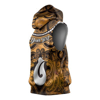 Personalised Maori Matariki Hei Matau Kowhai Sleeveless Hoodie Maori Kowhaiwhai Pattern Galaxy
