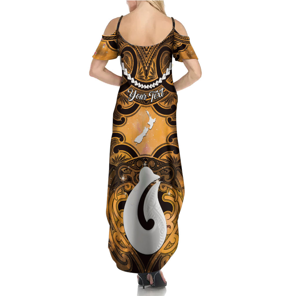 Personalised Maori Matariki Hei Matau Kowhai Summer Maxi Dress Maori Kowhaiwhai Pattern Galaxy