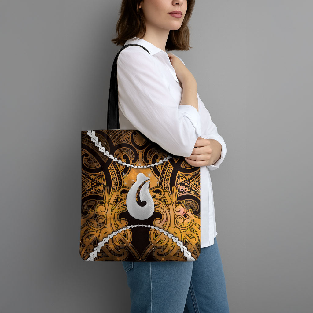 Maori Matariki Hei Matau Kowhai Tote Bag Maori Kowhaiwhai Pattern Galaxy