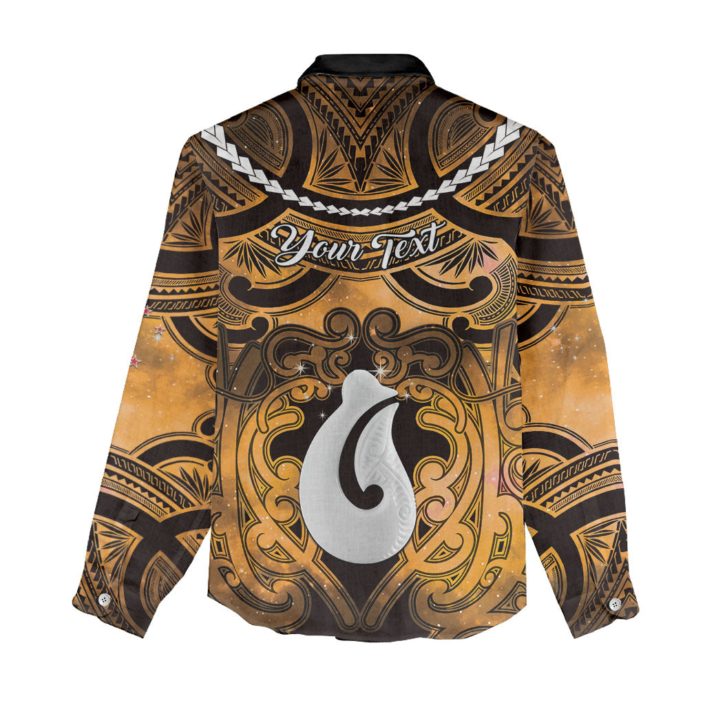 Personalised Maori Matariki Hei Matau Kowhai Women Casual Shirt Maori Kowhaiwhai Pattern Galaxy LT01 - Polynesian Pride
