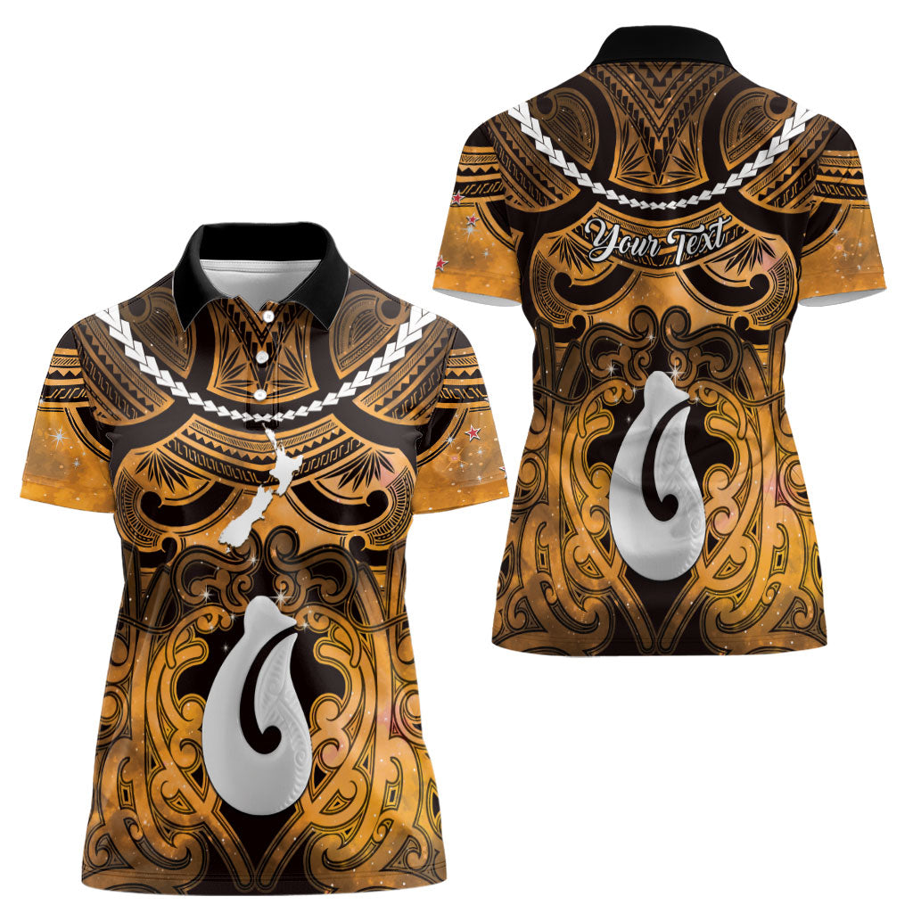 Personalised Maori Matariki Hei Matau Kowhai Women Polo Shirt Maori Kowhaiwhai Pattern Galaxy LT01 - Polynesian Pride