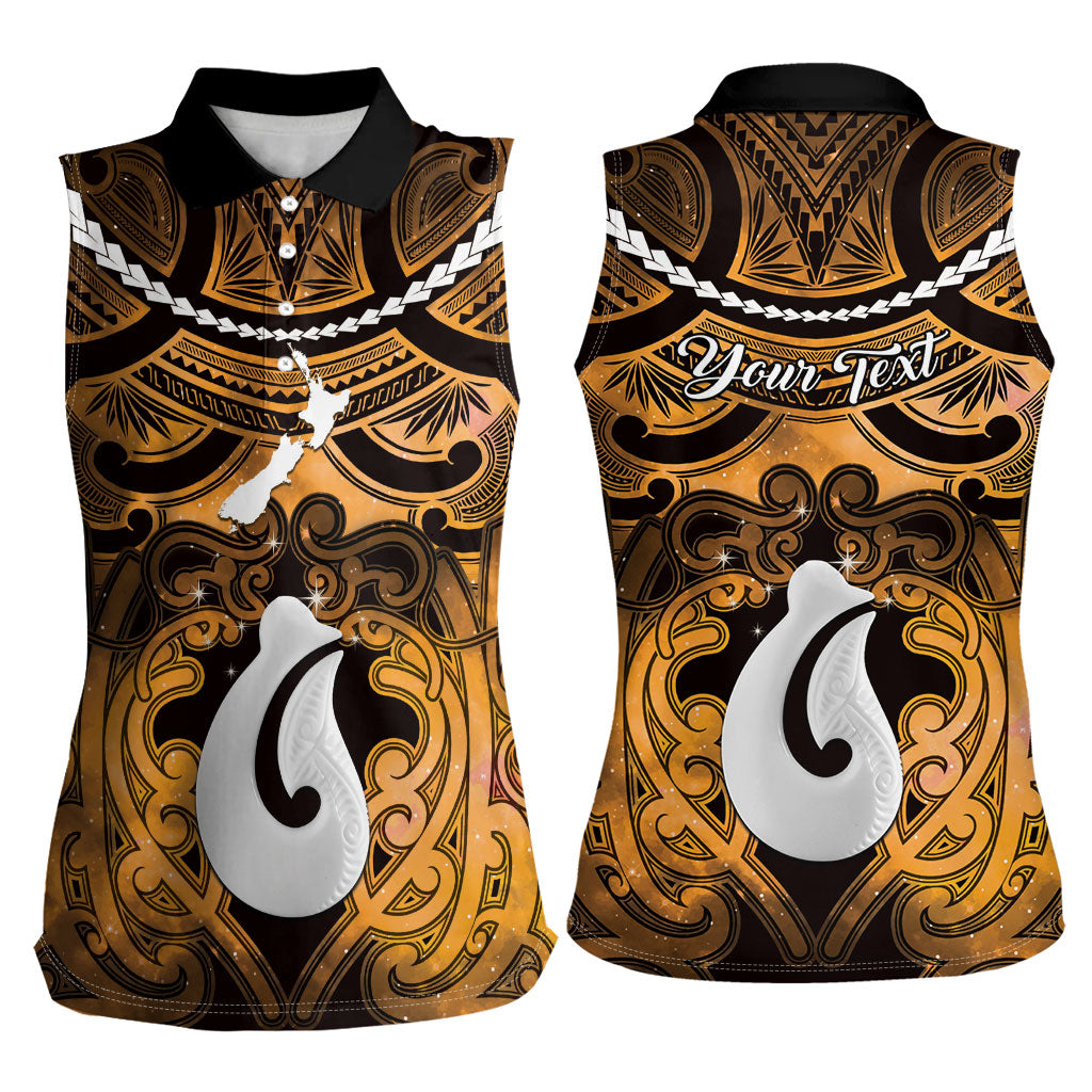 Personalised Maori Matariki Hei Matau Kowhai Women Sleeveless Polo Shirt Maori Kowhaiwhai Pattern Galaxy LT01 - Polynesian Pride
