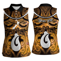 Personalised Maori Matariki Hei Matau Kowhai Women Sleeveless Polo Shirt Maori Kowhaiwhai Pattern Galaxy LT01 - Polynesian Pride