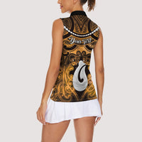 Personalised Maori Matariki Hei Matau Kowhai Women Sleeveless Polo Shirt Maori Kowhaiwhai Pattern Galaxy LT01 - Polynesian Pride