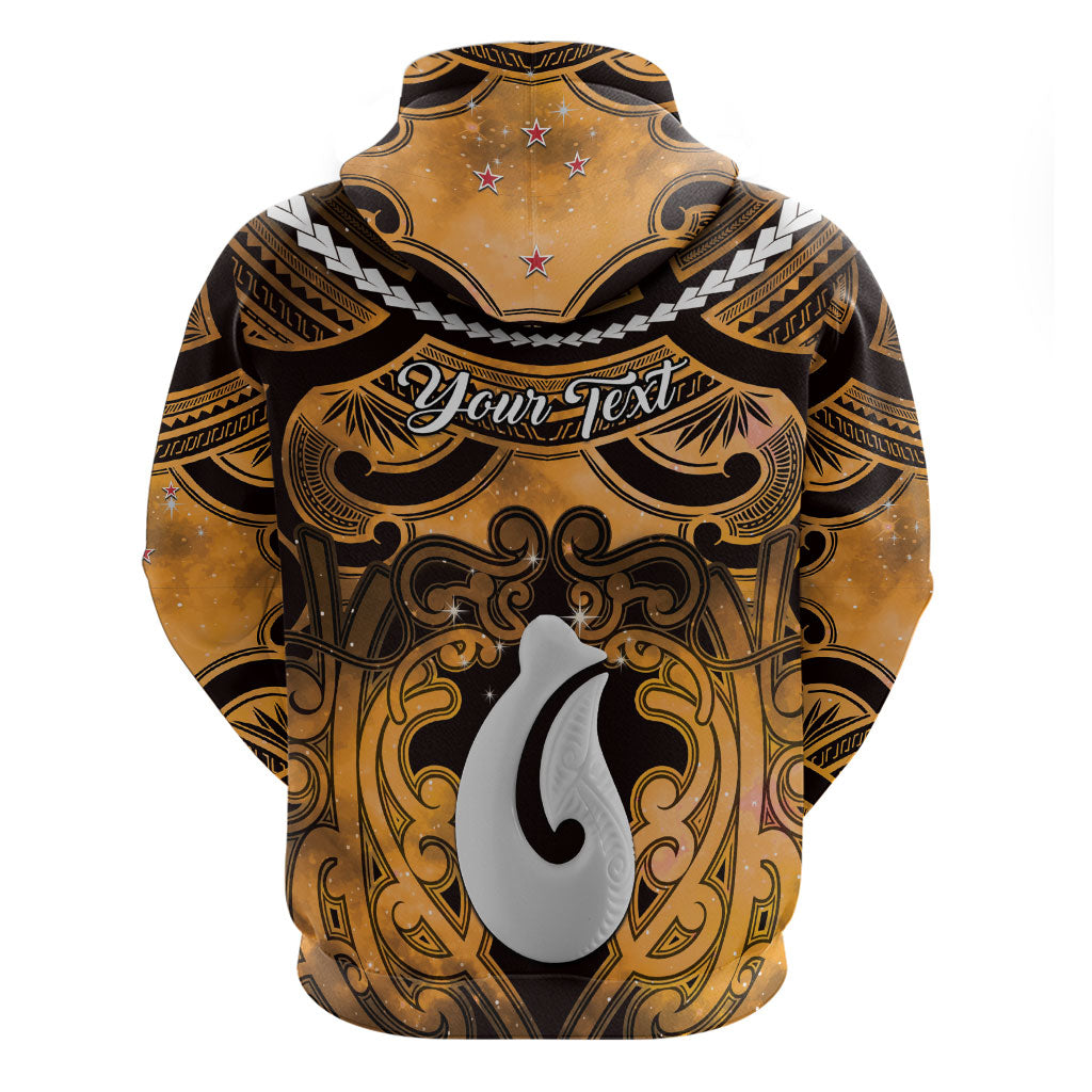 Personalised Maori Matariki Hei Matau Kowhai Zip Hoodie Maori Kowhaiwhai Pattern Galaxy
