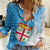 Fiji Rugby Women Casual Shirt Come On Fijian Tapa Pattern LT01 Female Blue - Polynesian Pride