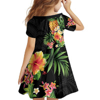 Hawaii Pineapple Tropical Family Matching Summer Maxi Dress and Hawaiian Shirt Colorful Hibiscus Plumeria