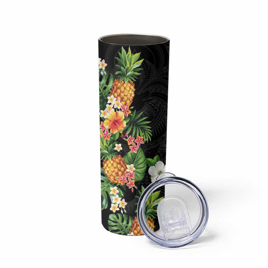 Hawaii Pineapple Tropical Skinny Tumbler Colorful Hibiscus Plumeria LT01 - Polynesian Pride