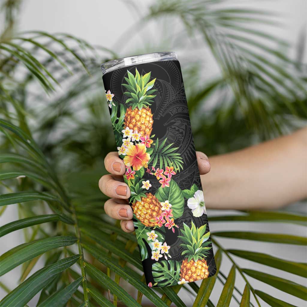 Hawaii Pineapple Tropical Skinny Tumbler Colorful Hibiscus Plumeria LT01 - Polynesian Pride
