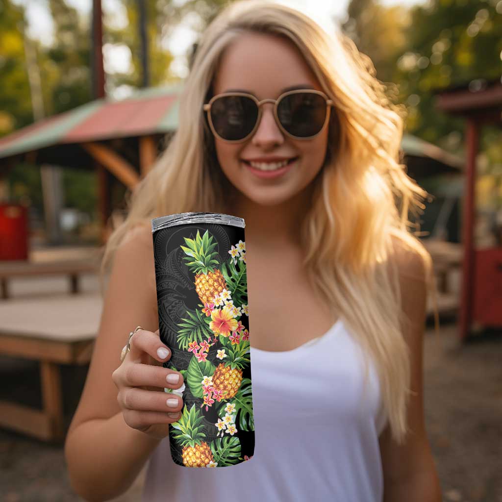 Hawaii Pineapple Tropical Skinny Tumbler Colorful Hibiscus Plumeria LT01 - Polynesian Pride