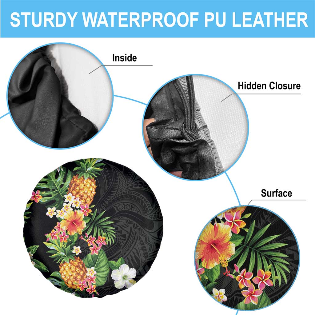 Hawaii Pineapple Tropical Spare Tire Cover Colorful Hibiscus Plumeria