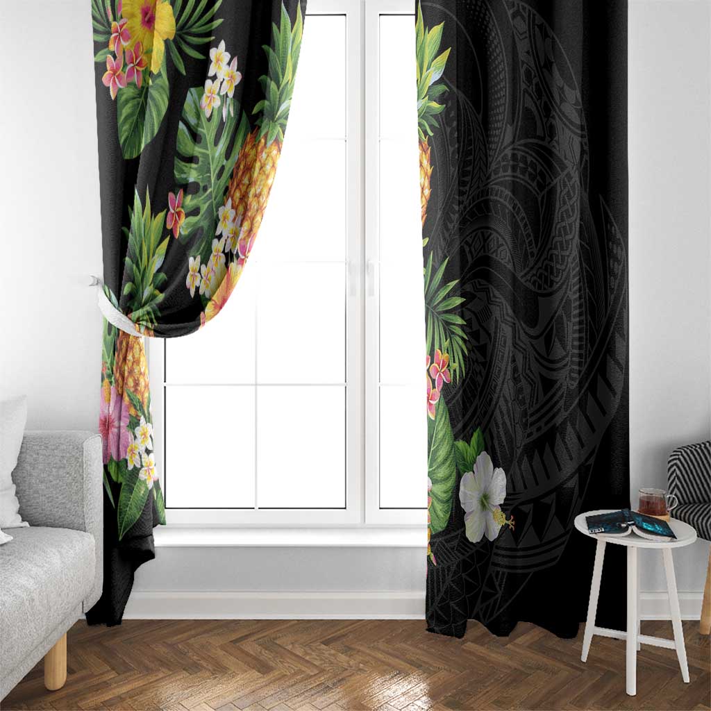 Hawaii Pineapple Tropical Window Curtain Colorful Hibiscus Plumeria