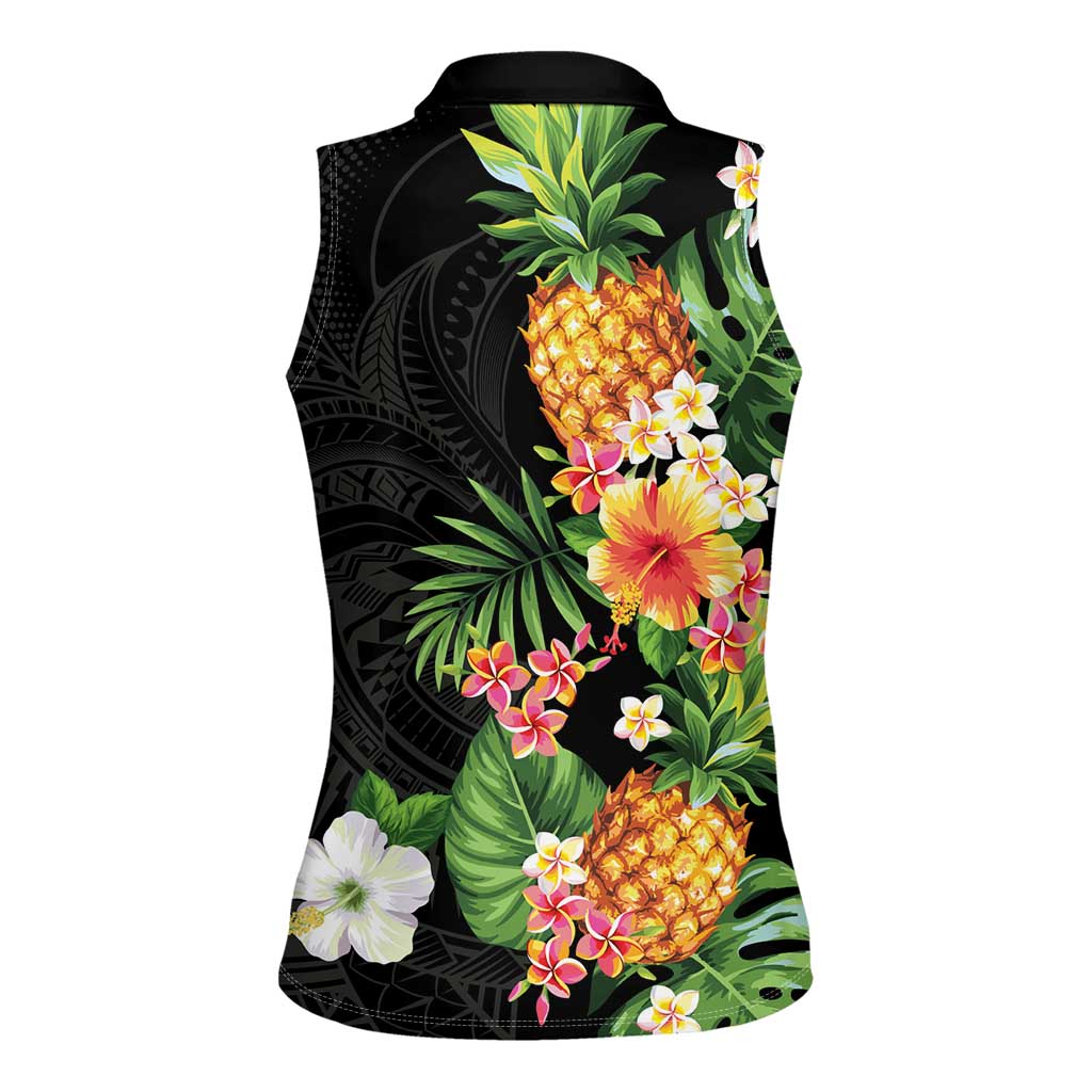 Hawaii Pineapple Tropical Women Sleeveless Polo Shirt Colorful Hibiscus Plumeria LT01 - Polynesian Pride