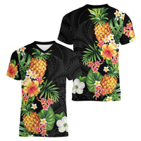 Hawaii Pineapple Tropical Women V-Neck T-Shirt Colorful Hibiscus Plumeria LT01 - Polynesian Pride