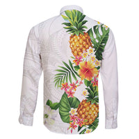 Hawaii Pineapple Tropical Family Matching Off Shoulder Maxi Dress and Hawaiian Shirt Luminous Hibiscus Plumeria LT01 - Polynesian Pride