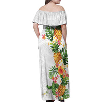 Hawaii Pineapple Tropical Family Matching Off Shoulder Maxi Dress and Hawaiian Shirt Luminous Hibiscus Plumeria LT01 - Polynesian Pride