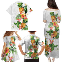 Hawaii Pineapple Tropical Family Matching Puletasi and Hawaiian Shirt Luminous Hibiscus Plumeria LT01 - Polynesian Pride