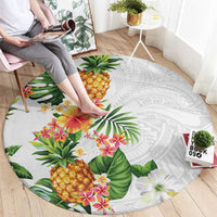 Hawaii Pineapple Tropical Round Carpet Luminous Hibiscus Plumeria LT01 - Polynesian Pride