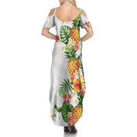 Hawaii Pineapple Tropical Summer Maxi Dress Luminous Hibiscus Plumeria