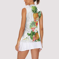 Hawaii Pineapple Tropical Women Sleeveless Polo Shirt Luminous Hibiscus Plumeria LT01 - Polynesian Pride
