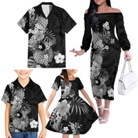 Hawaii Pineapple Tropical Family Matching Off The Shoulder Long Sleeve Dress and Hawaiian Shirt Neutral Hibiscus Plumeria LT01 - Polynesian Pride