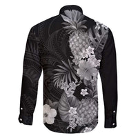 Hawaii Pineapple Tropical Family Matching Off The Shoulder Long Sleeve Dress and Hawaiian Shirt Neutral Hibiscus Plumeria LT01 - Polynesian Pride
