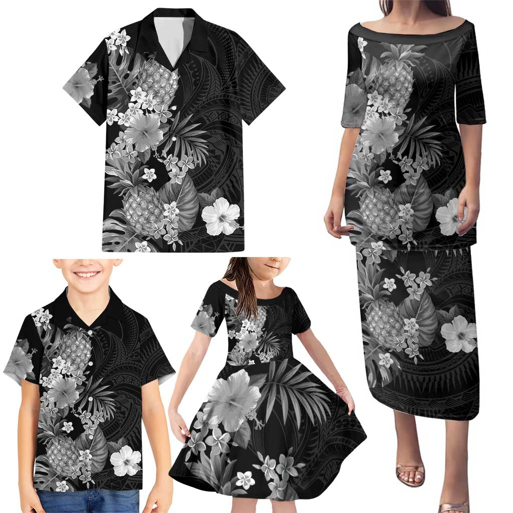 Hawaii Pineapple Tropical Family Matching Puletasi and Hawaiian Shirt Neutral Hibiscus Plumeria LT01 - Polynesian Pride