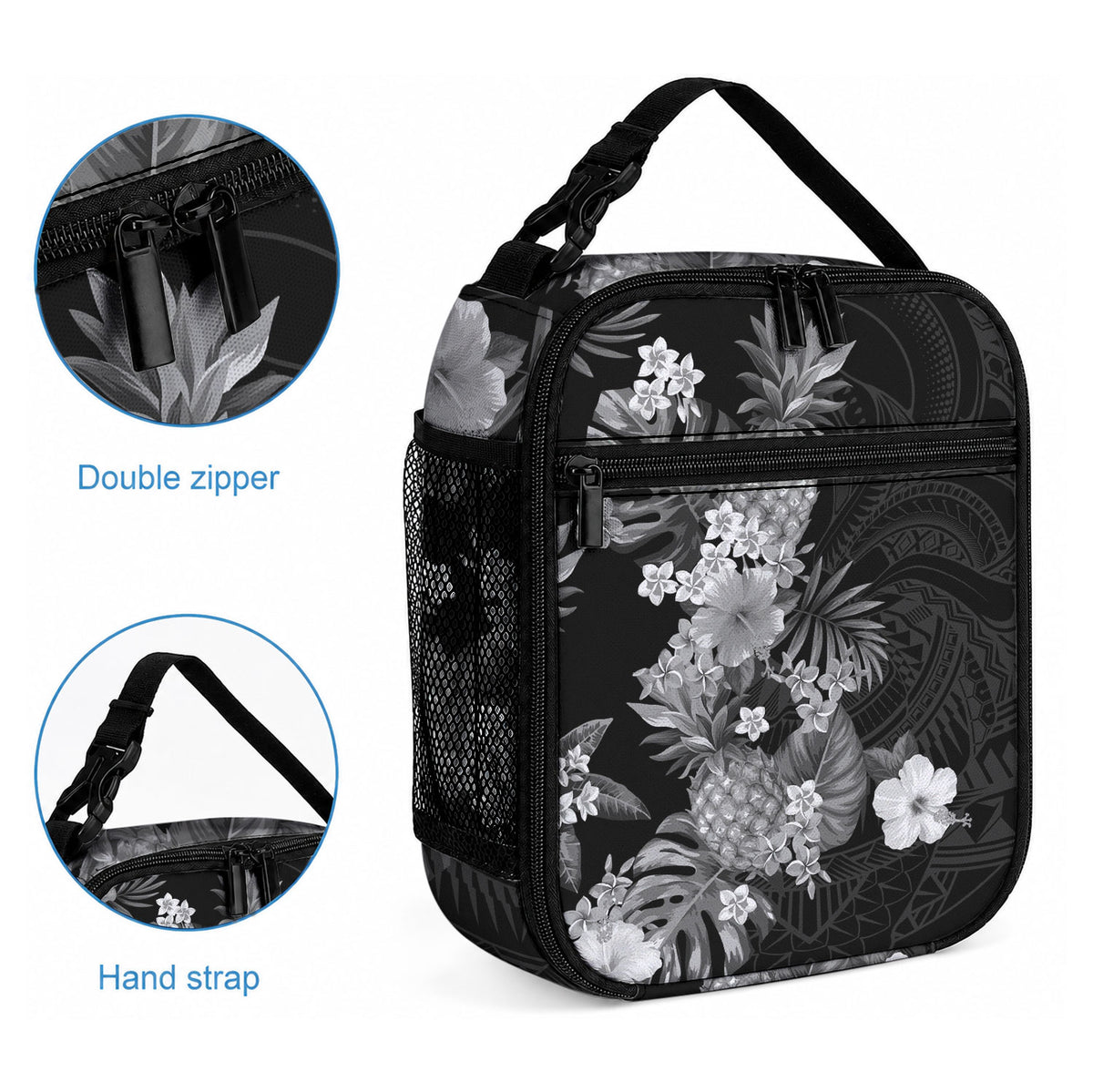 Hawaii Pineapple Tropical Lunch Bag Neutral Hibiscus Plumeria LT01 - Polynesian Pride