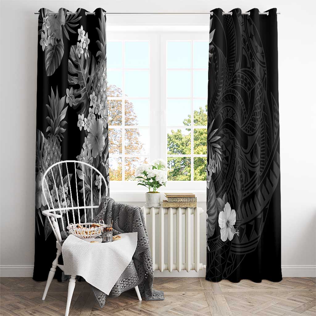 Hawaii Pineapple Tropical Window Curtain Neutral Hibiscus Plumeria