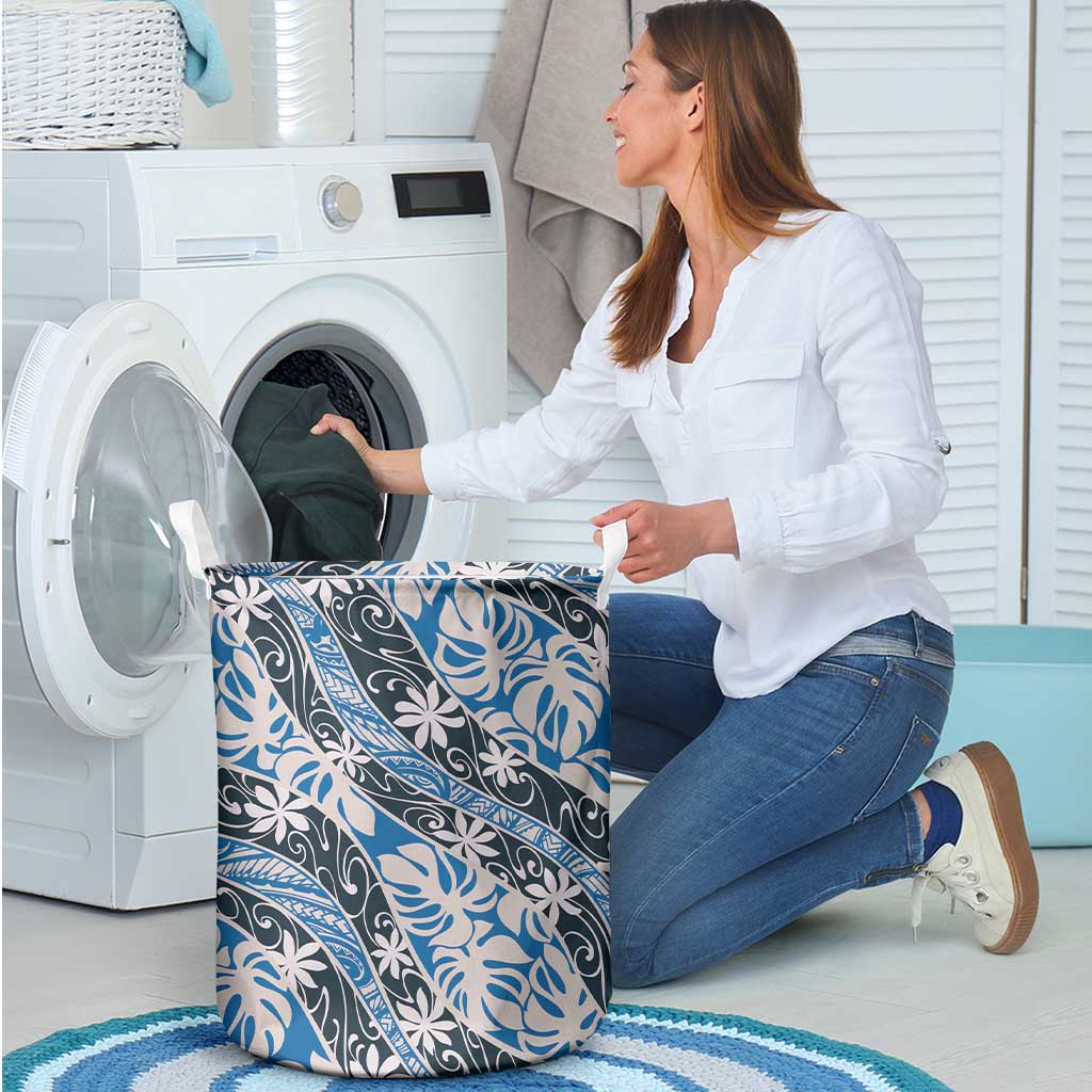 Ninamu Tahiti Tiare Monstera Laundry Basket Polynesian Pattern Curve Style - Polynesian Pride