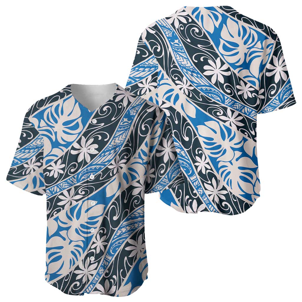 Ninamu Tahiti Tiare Monstera Baseball Jersey Polynesian Pattern Curve Style - Polynesian Pride