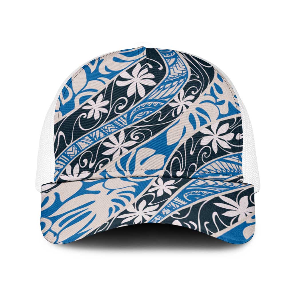 Ninamu Tahiti Tiare Monstera Baseball Net Cap Polynesian Pattern Curve Style - Polynesian Pride