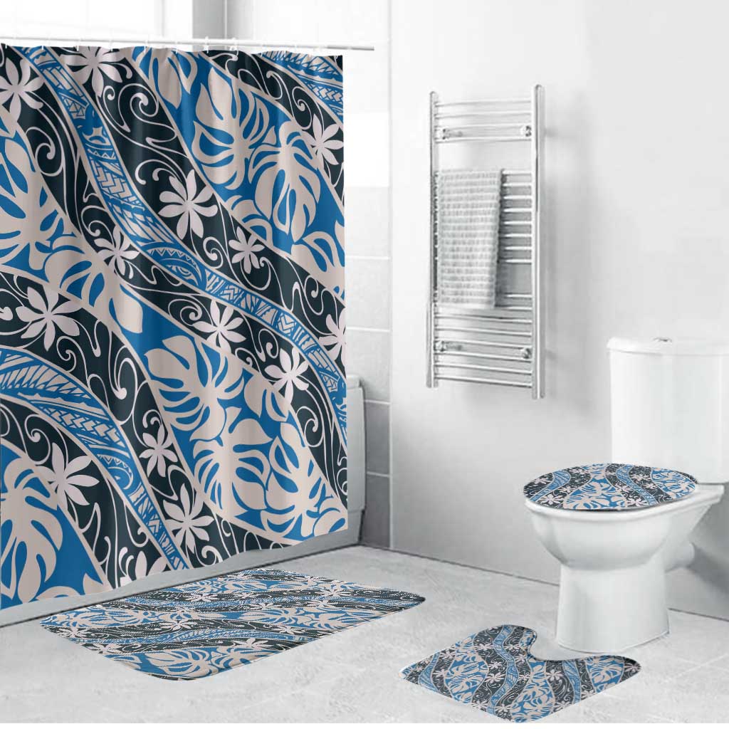 Ninamu Tahiti Tiare Monstera Bathroom Set Polynesian Pattern Curve Style - Polynesian Pride