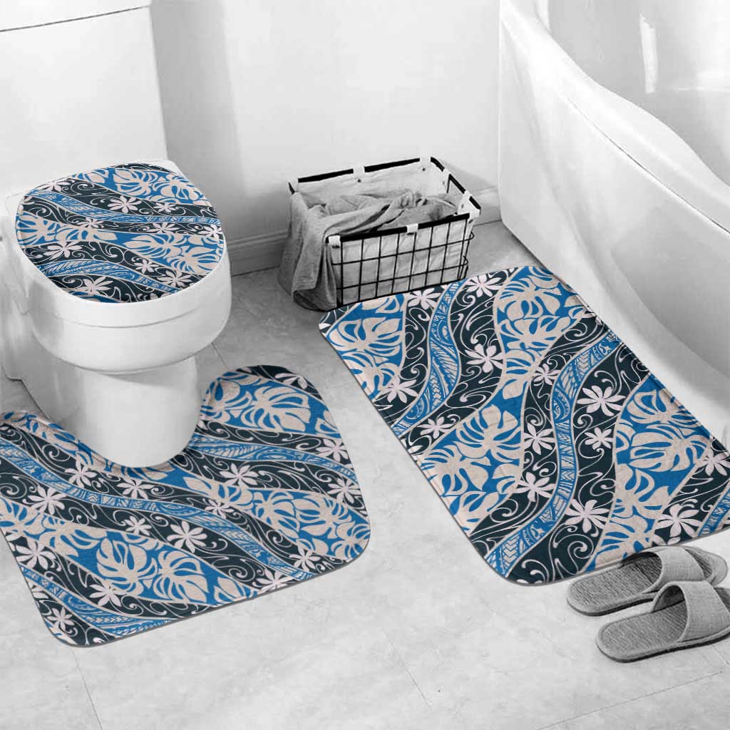 Ninamu Tahiti Tiare Monstera Bathroom Set Polynesian Pattern Curve Style - Polynesian Pride