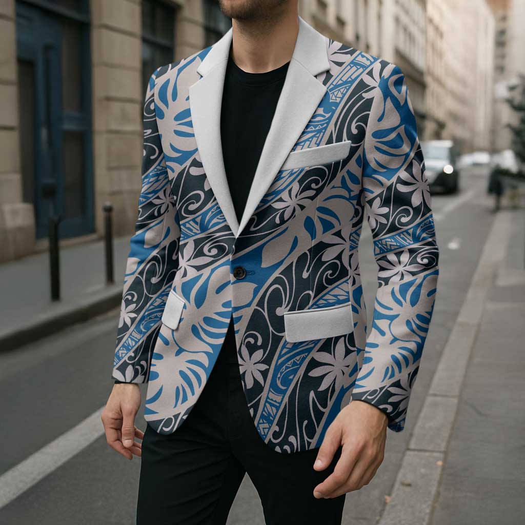 Ninamu Tahiti Tiare Monstera Blazer Polynesian Pattern Curve Style - Polynesian Pride
