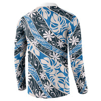 Ninamu Tahiti Tiare Monstera Button Sweatshirt Polynesian Pattern Curve Style - Polynesian Pride
